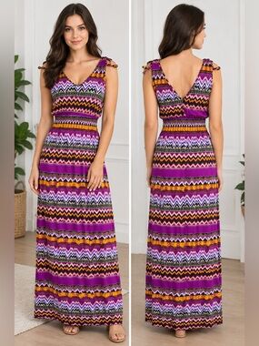 Women’s Colourful Bright Dress Size XL - XXL . Made In PRC 39” Long From Waist